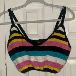 Women's Striped Knit Crop Top - Multicolor